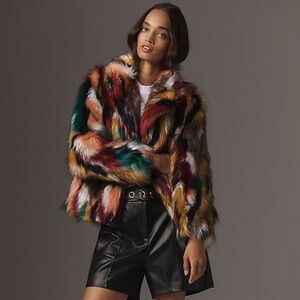Anthropologie Hutch Faux-Fur Jones Coat Multicolor